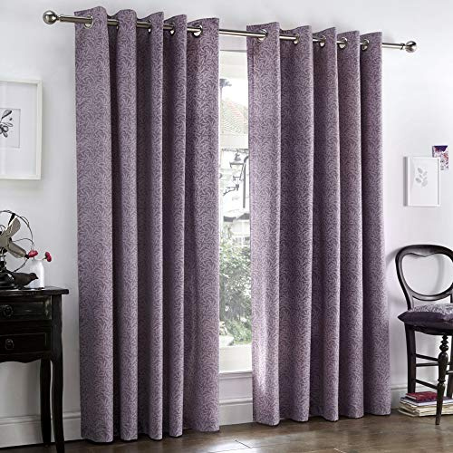 Dreams & Drapes - Hanworth Lined Eyelet Curtains - 66 Width x 72 Drop (168 x 183cm), Heather, Purple