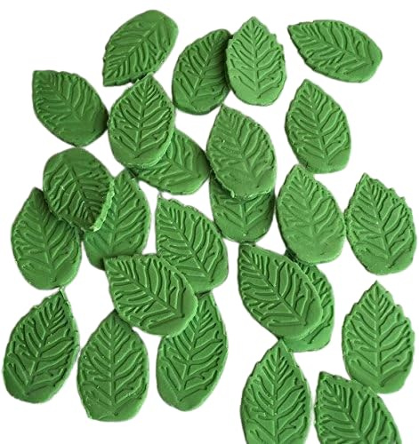 24 Edible Sugar Rose leaves; (Veined) Green; 3cm; Wedding/Anniversary, Christmas, Birthday Etc Handmade Cake/Cupcake Toppers/Decorations/Sprinkles