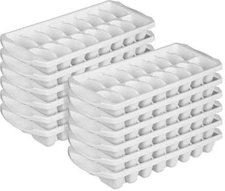 Sterilite Stacking Ice Cube Tray, Save Space and Stack Trays in Freezer - White, 12-Pack