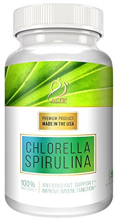 ACTIF 100% Ocean Cleaned Organic Chlorella and Spirulina, Non-GMO, Best Detox and Vegan Diet Supplement, Made in USA - 120 Tablets