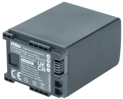 vhbw batteria compatibile con Canon Legria FS22, FS305, FS200, FS21, FS20 videocamera camcorder (2400mAh, 7,2V, Li-Ion) con infochip