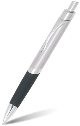 ONLINE Druck-Kugelschreiber Sporty Silver, Aluminium-Kulli, auswechselbarer Mine, dokumentenecht, blau schreibend, Metallclip