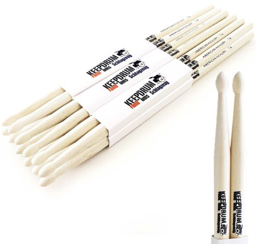keepdrum 7A Hickory Drumsticks Schlagzeug-Stöcke Wood 6 Paar