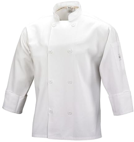Mercer Culinary M60010WHM Millennia Men's Cook Jacket with Traditional Buttons, Medium, White