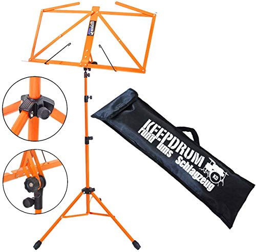 keepdrum Notenständer Notenpult Orange mit Tragetasche Bag