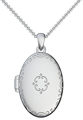 Medaillon oval groß Silber 925 Amulett antik vintage zum Öffnen aufklappen | aufklappbar mit Kette für Foto Silber Kette 925 inkl. Luxusetui