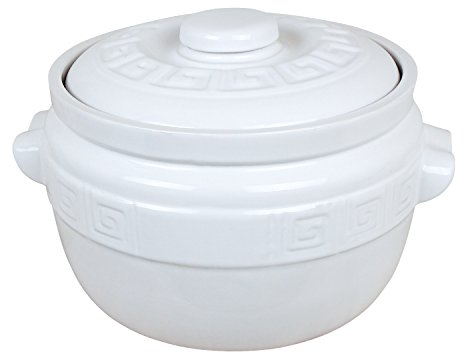 K&K Keramik Olla para patatas/cebollas, 5 litros, esmaltada en blanco de cerámica