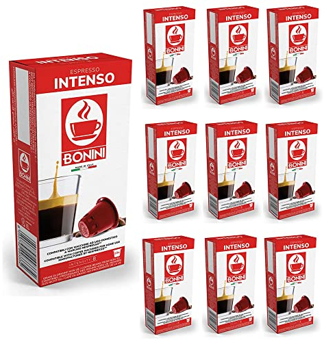 Caffè Tiziano Bonini Coffee Pods, Nespresso Compatible INTENSO Coffee Pods, 10 Packs Coffee Capsules/Pods. Each Pack 10 Pods Total 100 Pods. 100% Italian coffee