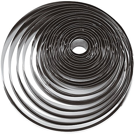 Paderno 47316-20 Tagliapasta ad anello – Set di 20 Coppapasta rotondi in acciaio inox, ideali in pasticceria e per impiattamenti creativi, 2,5 cm di altezza, misure assortite, diametro max 20 cm