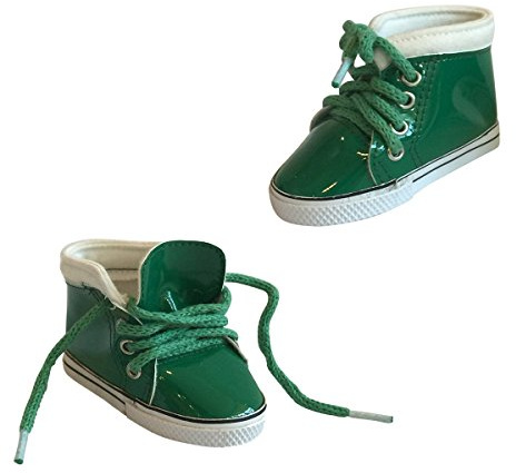 The New York Doll Collection Pelle Lucida Verde Scarpe da ginnastica Per Bambola si adatta 18 pollici / 46 cm Bambole - Per Moda Bambole - Scarpe per Bambole - Scarpe da Ginnastica per Bambole