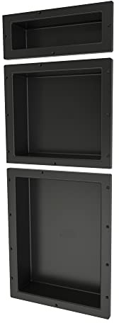 Redi Niche Triple Niche Recessed Shower Shelf- Black, Three Inner Shelves, 16-Inch Width x 40-Inch Height x 4-Inch Depth