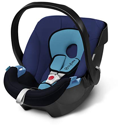 CYBEX Silver Babyschale Aton, Inkl. Neugeboreneneinlage, Ab Geburt bis ca. 18 Monate, Max. 13 kg, Blue Moon