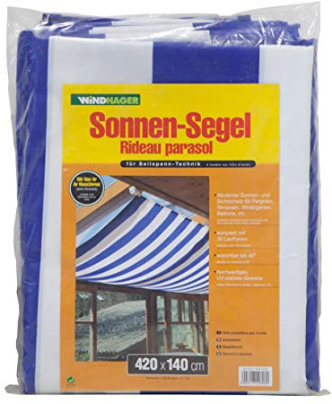 Windhager Toldo para Estructura corredera, Azul/Blanco, 420 x 140 cm