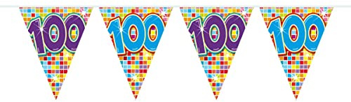 Folat Mini-Wimpelkette Birthday Blocks 100, 3 m