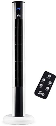 Solis Easy Breezy 757 Ventilator Leise - Turmventilator - Ventilator mit Fernbedienung und Temperaturanzeige - Eingebauter Staubfilter - 96 cm Höhe - Weiß