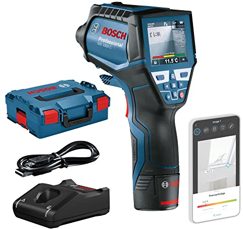 Bosch Professional Infrarot-Thermometer GIS 1000 C (1x Akku 12V + Ladegerät, mit App-Funktion, Temperaturbereich: –40 °C bis 1000 °C, L-BOXX)