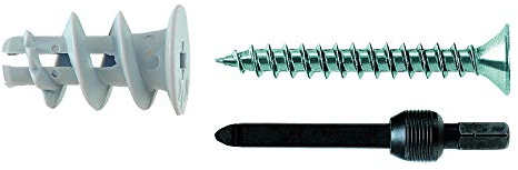 fischer Gipskartondübel GK S mit Schraube, starker Gipskarton-Dübel, selbstschneidendes Gewinde, einfache Montage in Gipskarton, Kreuzschlitz-Antrieb, 50 Stück