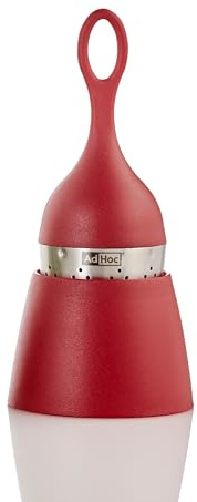 AdHoc Teesieb Floatee Rot, Teeei für Losen Tee und Gewürze, Teesieb | Abtropfständer, wiederverwendbarer, hitzebeständig Teefilter für Teekanne, Gewürzei für Teekannen, Edelstahl/Kunststoff