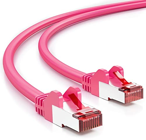 deleyCON 1,5m Cavo Patch CAT6 - S/FTP PIMF Schermatura - CAT-6 RJ45 Cavo di Rete Ethernet LAN Router DSL Switch Router Modem - Magenta