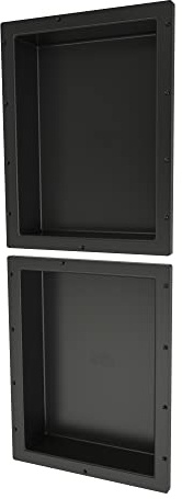 Redi Niche Double Niche Recessed Shower Shelf- Black, Two Inner Shelves, 16-Inch Width x 40-Inch Height x 4-Inch Depth