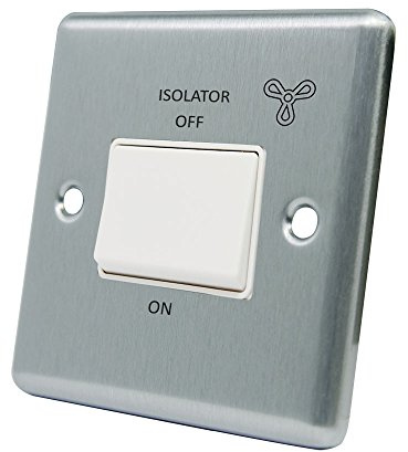 AET CSC3PFANWH 10 A 3-Pole Satin Finish Chrome Classical White Insert Plastic Rocker Fan Isolator Switch