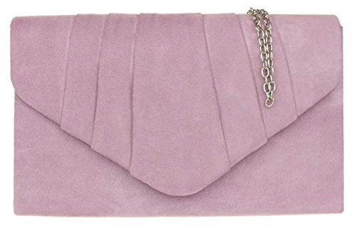 Girly Handbags Womens Faux Suede Pleated Clutch Bag