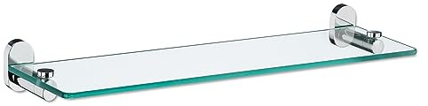 kela Glasregal 50 x 14 x 6 cm LUCIDO, Duschregal ohne Bohren, Duschablage, Sicherheitsglas, Edelstahl 18/10, Wandablage für Badezimmer und Küche