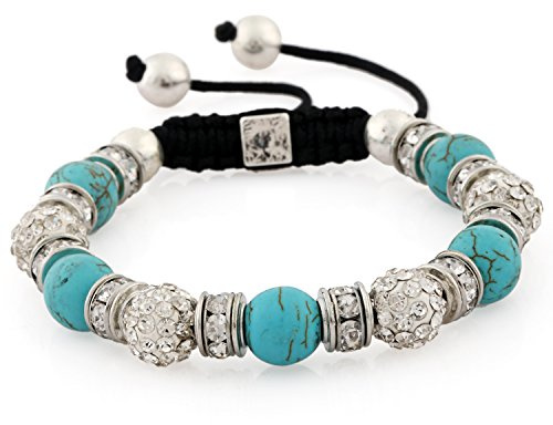 Morella Pulsera con Gemas y Piedras de circonita Strass de Color Plata-Turquesa, Ajustable, para Damas