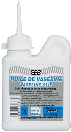 GEB Huile de vaseline. Protège, lubrifie et entretien les petits mécanisme - Burette 125ML