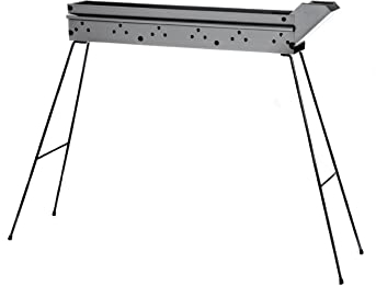 Fornacella arrosticini in Metallo da 110 Cm, con Becco Canaletta per la cottura di Arrosticini Spiedini Carne Pesce Souvlaki Kebab Skewers, piedi richiudibili, Artigianale made in Italy