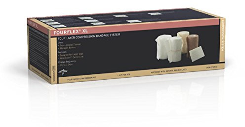 Medline Fourflex XL 4-Layer Compression System, Size XL, Effective for Chronic Venous Insufficiency, Case of 8 Kits