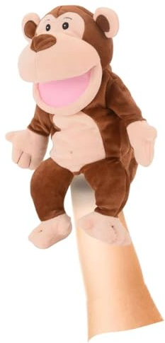 Fiesta Crafts Monkey Hand Puppet for Kids - Soft & Interactive Monkey Toy with Moving Mouth & Arms for Role Play, Creativity & Sensory Skills Toys for 3 Year Old Boys & Girls & Above