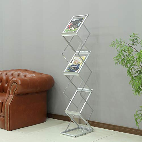 Loywe Prospektständer 6 Ebenen Faltbar, Plexiglas mit Aluminum Rahmen, mit Tragtasche, Prospekthalter Katalogständer Flyerständer Infoständer LW3524