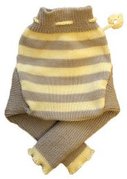 100% Merinowolle Baby Wollwindelhose Überhosen Hose gestrickt gestreift Schafswolle Light grey+White L