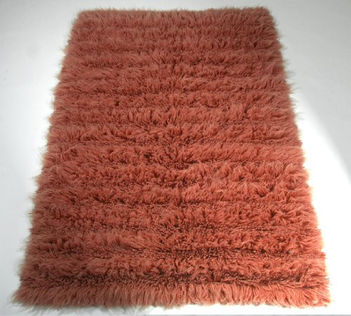 wohnen.com Flokati Teppich Farbe Terracotta gestreift ca.1900gr/qm - Flokati bringt Natur pur 100% Neuseeland Schurwolle im Flor, Maß:240x340cm Rechteck