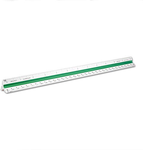 Alumicolor Aluminum Architect Color-Coded Solid Drafting Scale, 12IN, Silver