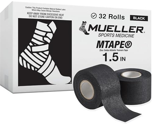 Mueller Venda Mtape, Negra, 3.8 Cm X 9.1 M, 32 Rollos/Caja, Unisex Adulto, 3,8cm x 9,1m
