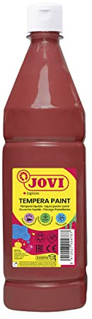 Jovi - Guazzo liquido, flacone da 1 litro, Colore marrone, Vernice a base di ingredienti naturali, Facile da lavare, Senza glutine, Ideale per la scuola