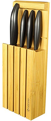 Kyocera 4WHBK White Blade - Juego de Cuchillos con Bloque (4 Cuchillos ergonómicos, Madera de bambú) 4WHBK White Blade - Juego de Cuchillos con Bloque (4 Cuchillos ergonómicos, Madera de bambú)