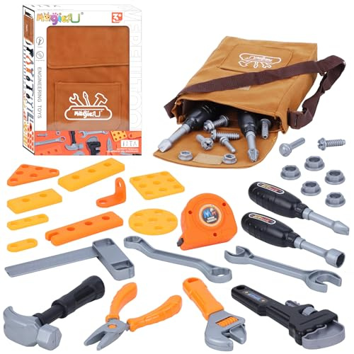 Magic4U Kids Tool Set with Tool Bag,11 Real Tools, Pretend Play Ages 3-8