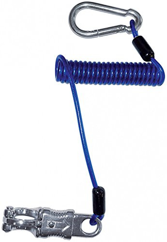 Anbindeseil mit Spiralfeder blau, dehnt sich von 30 auf 150cm