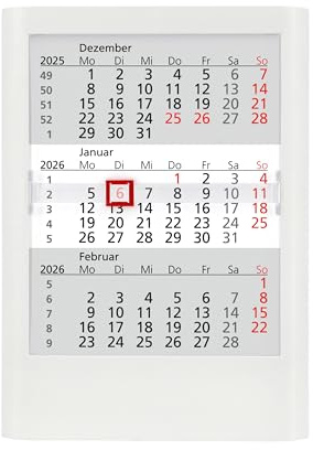 Truento 3-Monats-Tischkalender Standard für 2 Jahre (2026 & 2027) - Kunststoff - weiß