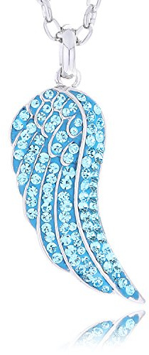 Morella Damen Halskette Engelsflügel mit Zirkoniasteinen und Samtbeutel