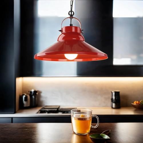 Licht-Erlebnisse Hängelampe Metall Rot Schwarz Küche Wohnzimmer Ø31 cm E27 max. 60 Watt knallig Modern Industrial Esstisch Pendelleuchte IRON