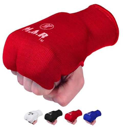 MAR | Red Martial Arts Hand Mitts, Stretchable Slip-On Fabric, MMA Training, Muay Thai Protection, Kickboxing Gear (Large)