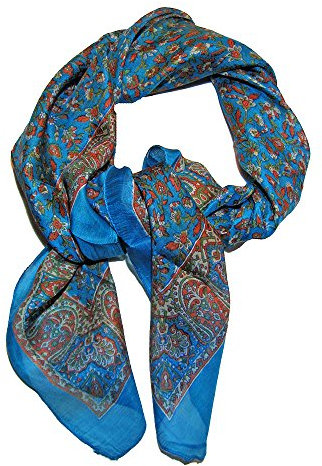 musimon Tuch Seidentuch Schal Paisley Muster 100% Seide 100 cm x 100 cm türkis rot
