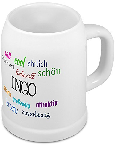 digital print Bierkrug mit Name Ingo - Positive Eigenschaften von Ingo - Namens-Tasse, Becher, Maßkrug, Humpen