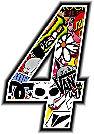 4R Quattroerre.it 13354 Startnummer 4 Aufkleber für Motorräder, Sticker Bomb, 10 x 7.5 cm
