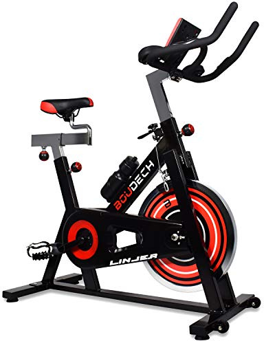BOUDECH LINJER 1800 Cyclette da Corsa Professionale con volano da 18Kg con cardiofrequenzimetro e Software di monitoraggio Cyclette da Fitness Whirling Bike Professional Running Bike