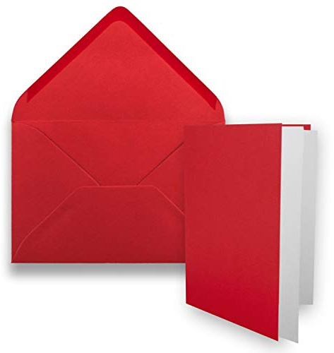 50x DIN B6 Faltkarten-Set - rot - 115 x 170 mm - 11,5 x 17 cm - Doppelkarten mit Umschlägen und Einleger-Papier - FarbenFroh by GUSTAV NEUSER